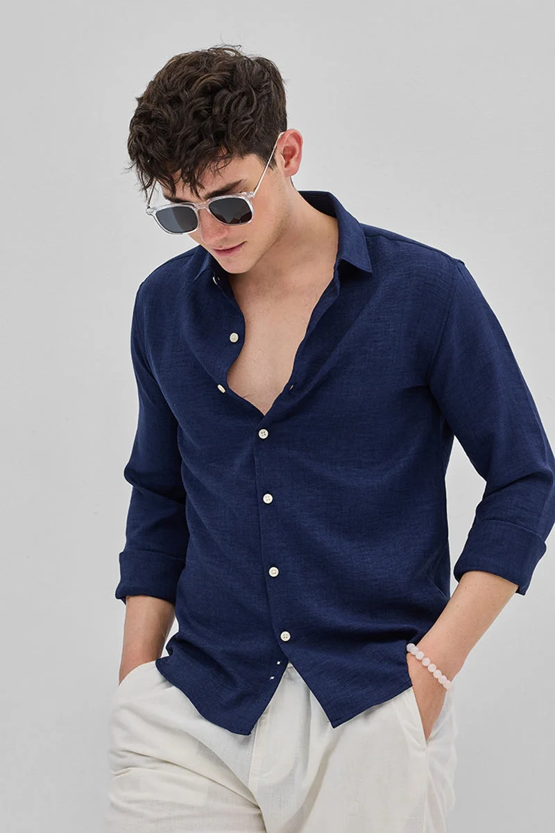 SNITCH Navy Textured Shirt